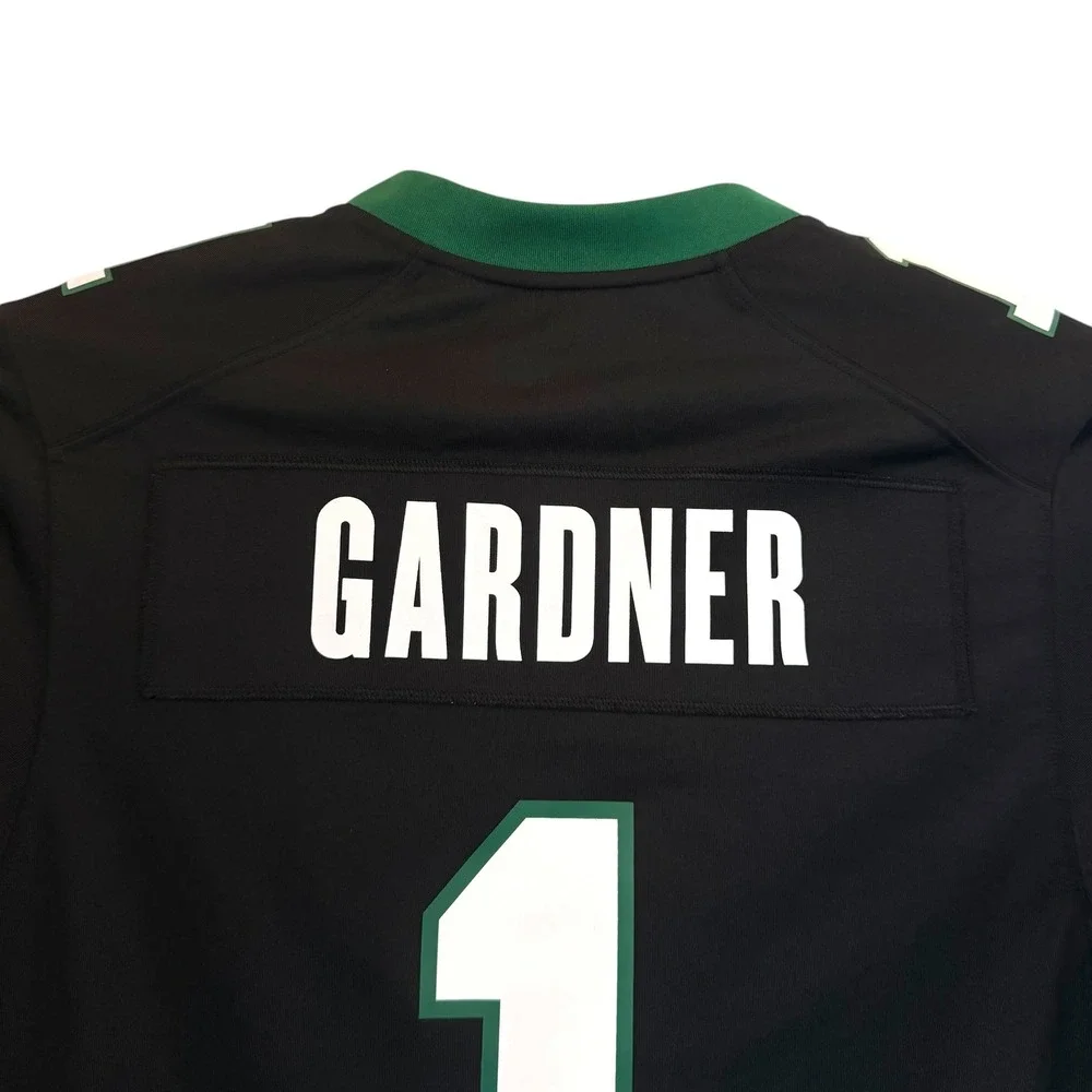 Nike Mens New York Jets Sauce Gardner 1 Jersey Black Green Small NFL Football